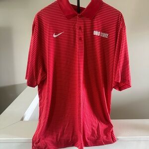 Ohio State Nike scarlet and White Striped Men's Polo